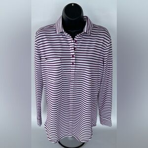 Columbia Golf Shirt Plum/White Stripes Omni-Wick Long Sleeve Poly Women’s Med